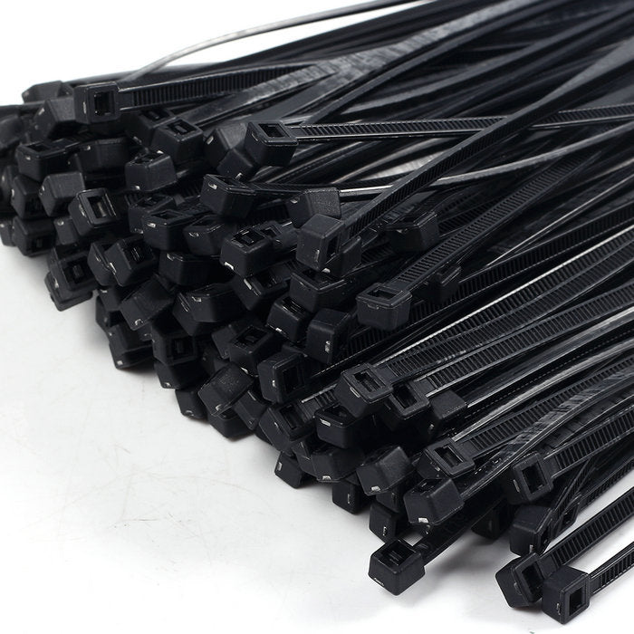Heavy-Duty Black Cable Ties – High-Grade UV-Stabilised Nylon Ties for Slimline Cable Bundling (200mm x 2.5mm, Pack of 100)