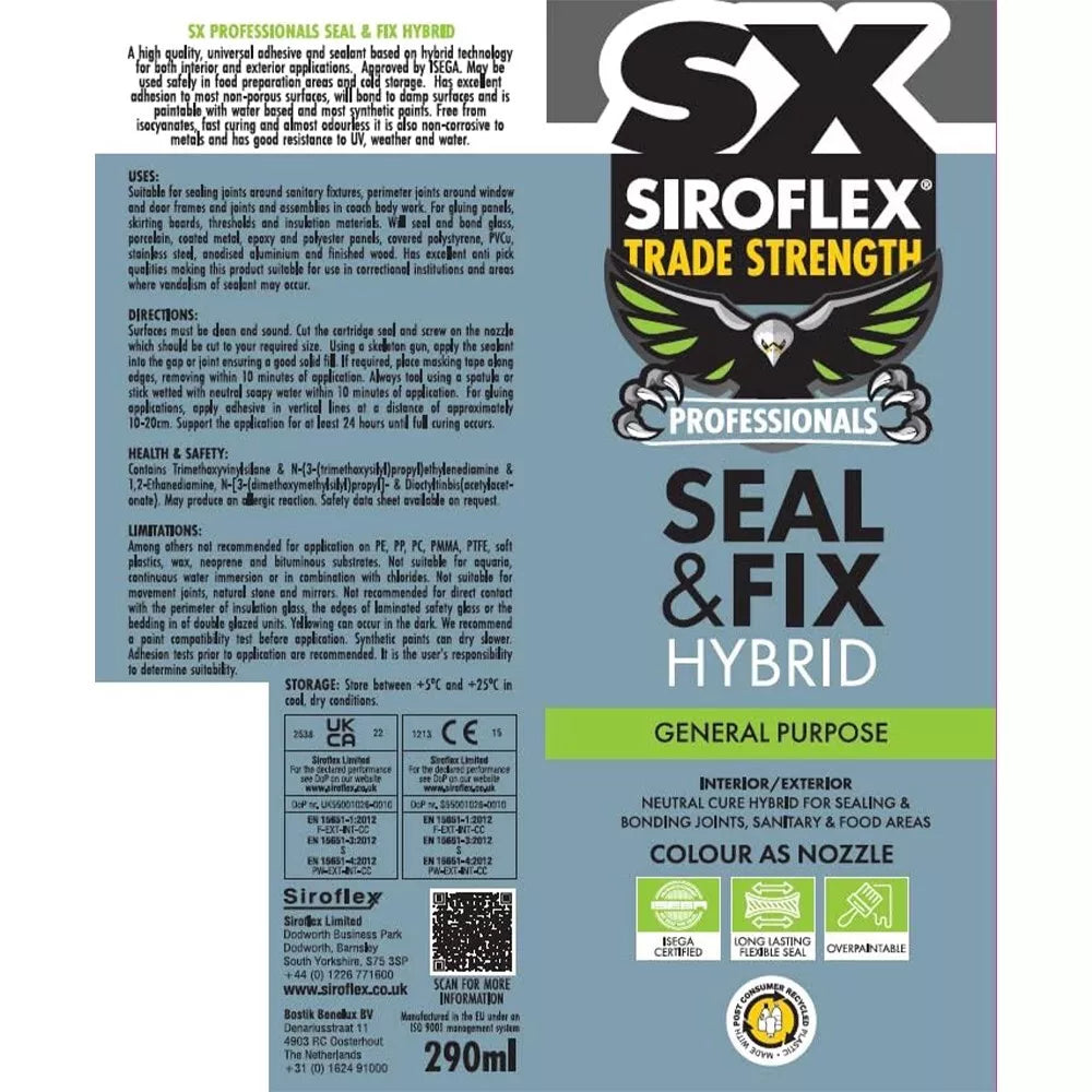 SX Siroflex Seal & Fix Hybrid Sealant Black – Ultimate Adhesive & Waterproof Sealant