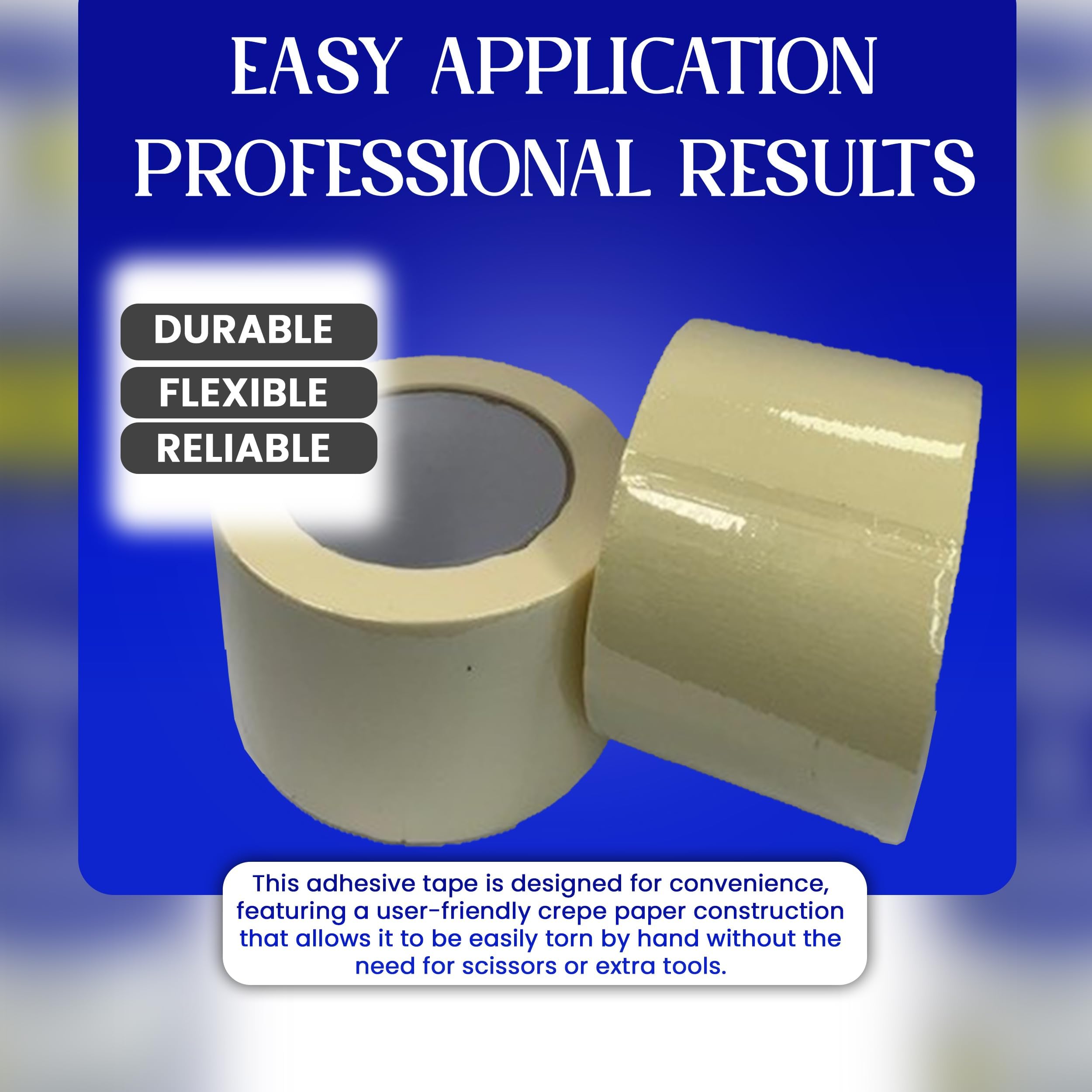 19mm x 25m Premium Masking Tape – No Bleed, Clean Removal | High-Adhesion Painter’s Tape for Walls, Wood, Glass, Metal | Pro-Grade Crepe Paper - Priced Per Roll
