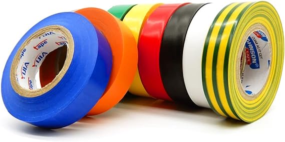 PVC Tape Size: 19mmx20m Roll - MIX - Pack of 10