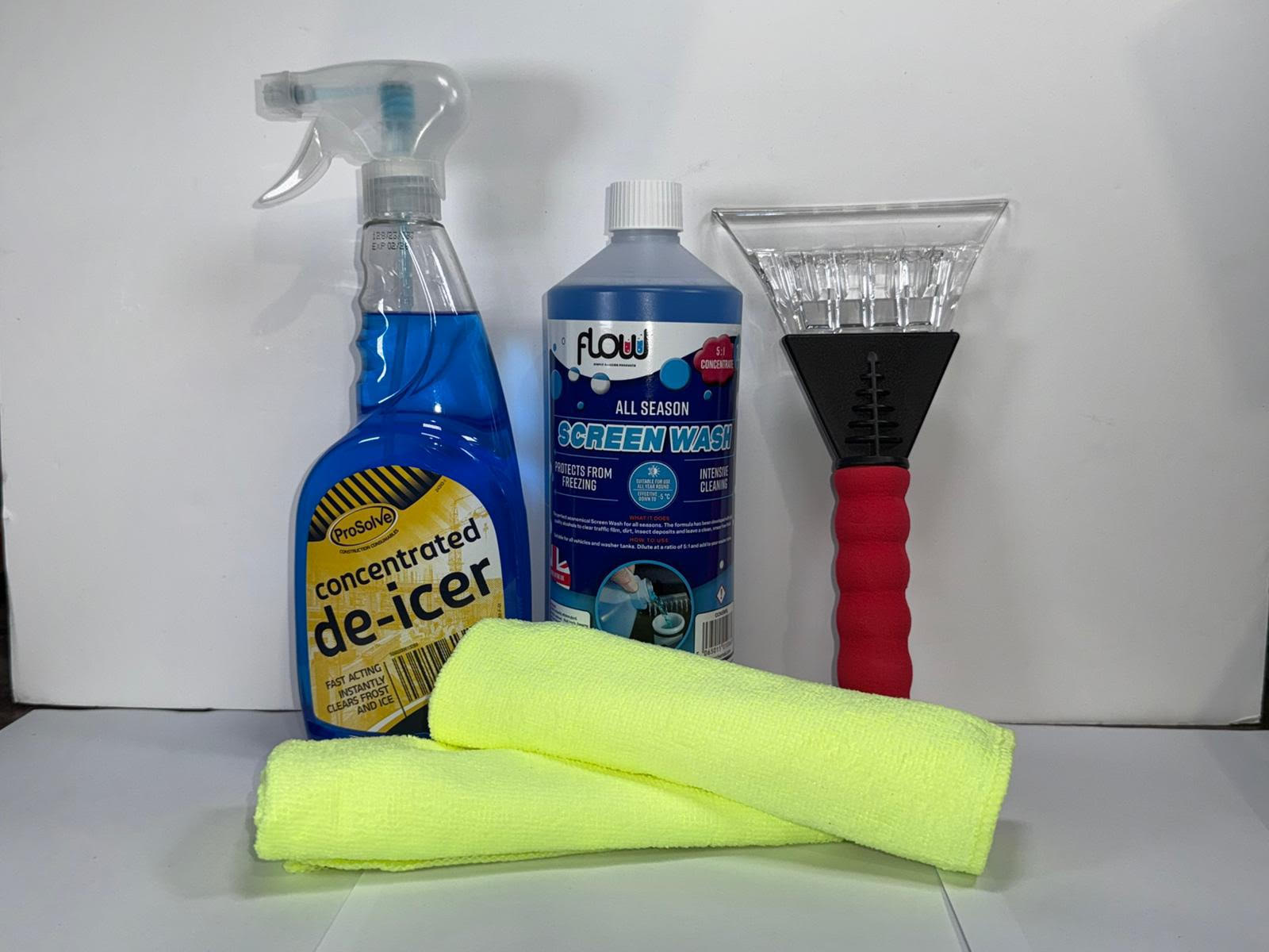 Ultimate Winter Car Care Pack | Concentrated De-Icer, Screen wash, Ice Scraper & Microfibre Clotas