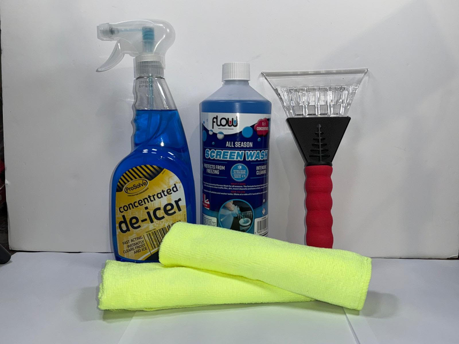 Ultimate Winter Car Care Pack | Concentrated De-Icer, Screen wash, Ice Scraper & Microfibre Clotas