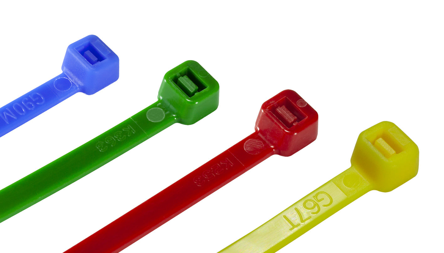 Premium Mixed Cable Ties 300mm x 4.8mm Blue, Green, Red & Yellow - Pack of 200