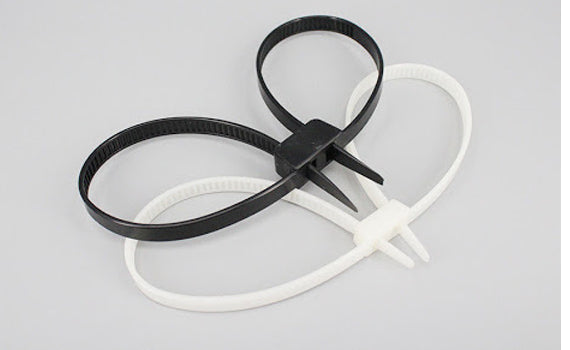 4.8x200mm Black Double Loop (Head) Cable Ties - Pack of 100
