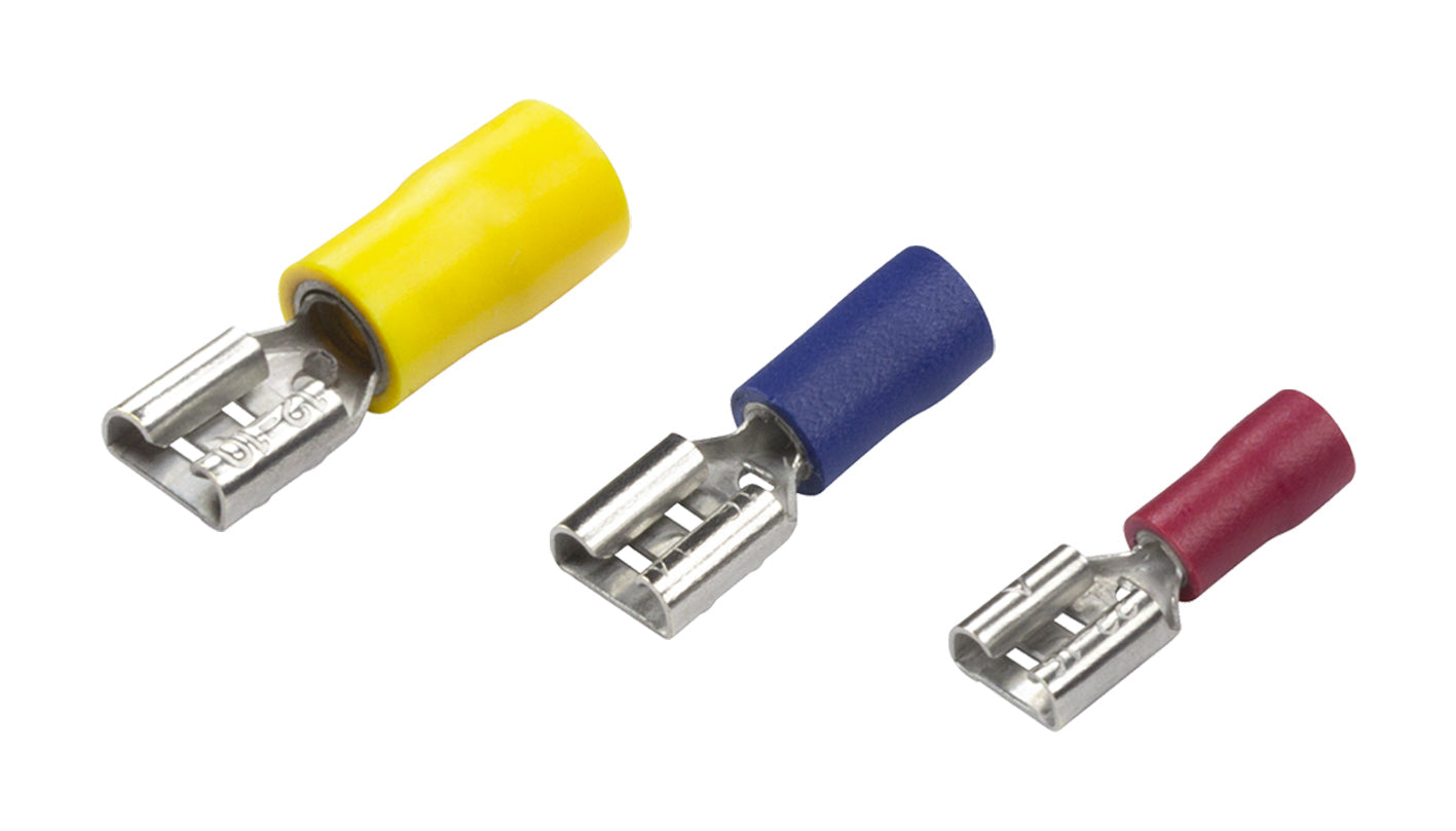 Yellow Female Spade 6.3mm F/I terminals - Pack of 100