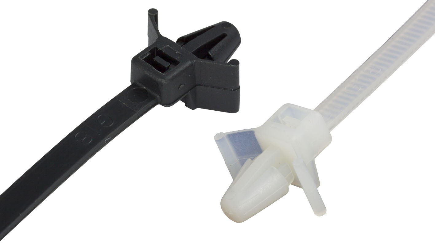 Premium 2.5x100mm Black Push Mounted Wing Cable Ties - Pack of 100
