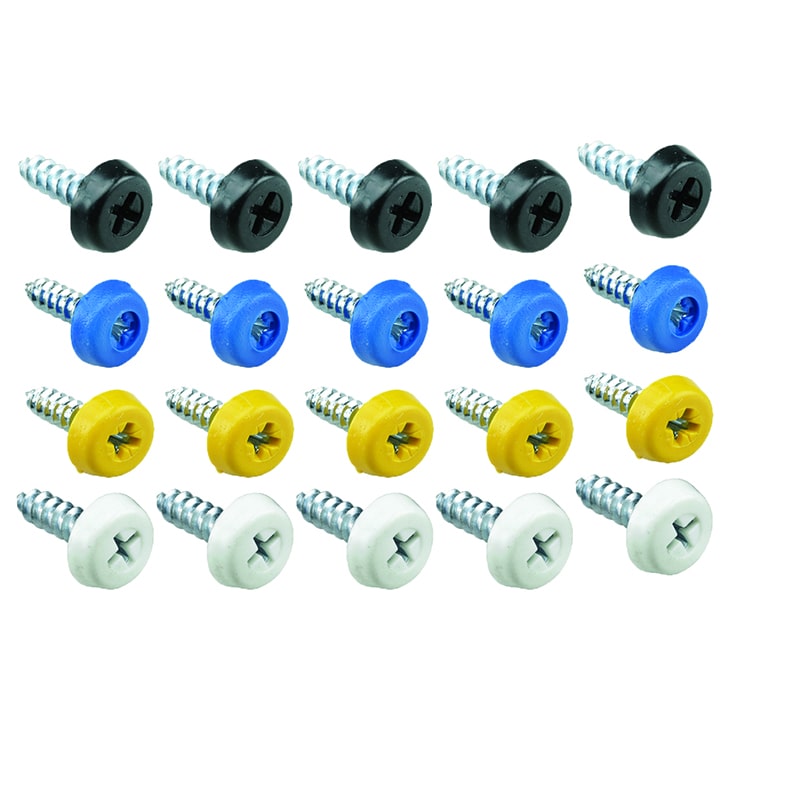 Moulded Head Number Plate Screws, approx 3/4" - BLACK - Pack of 100